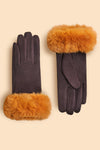 Bettina Gloves - Chocolate & Mustard