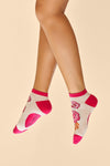 Paisley Floral Trainer Socks - Cream