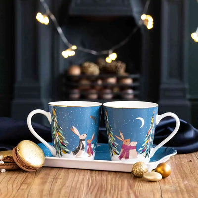 Woodland Tales Mug & Tray Set, French Blue