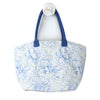 Cotton white and blue foral outline tote