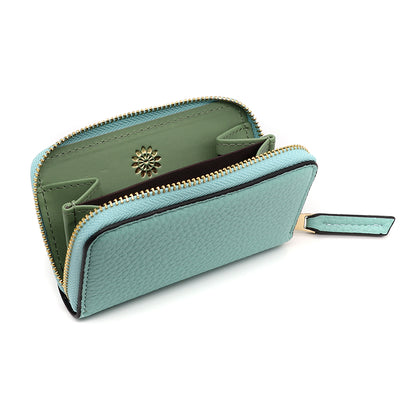 Aqua faux leather small coin purse