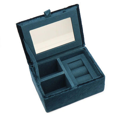 Dark teal velvet hedgehog embroidered jewellery box