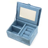 Blue velvet robin and embroidered holly jewellery box