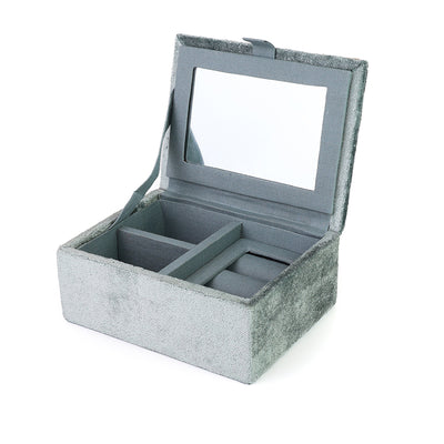 Hedgehogs Blue-grey velvet embellished autumn hedgehog small jewellery box
