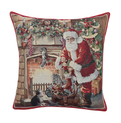 Lurex Christmas House Christmas Pillowcase in Gobelin: Santa Claus Camino