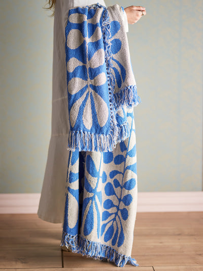 Nevine Throw, Blue, Recycled Cotton