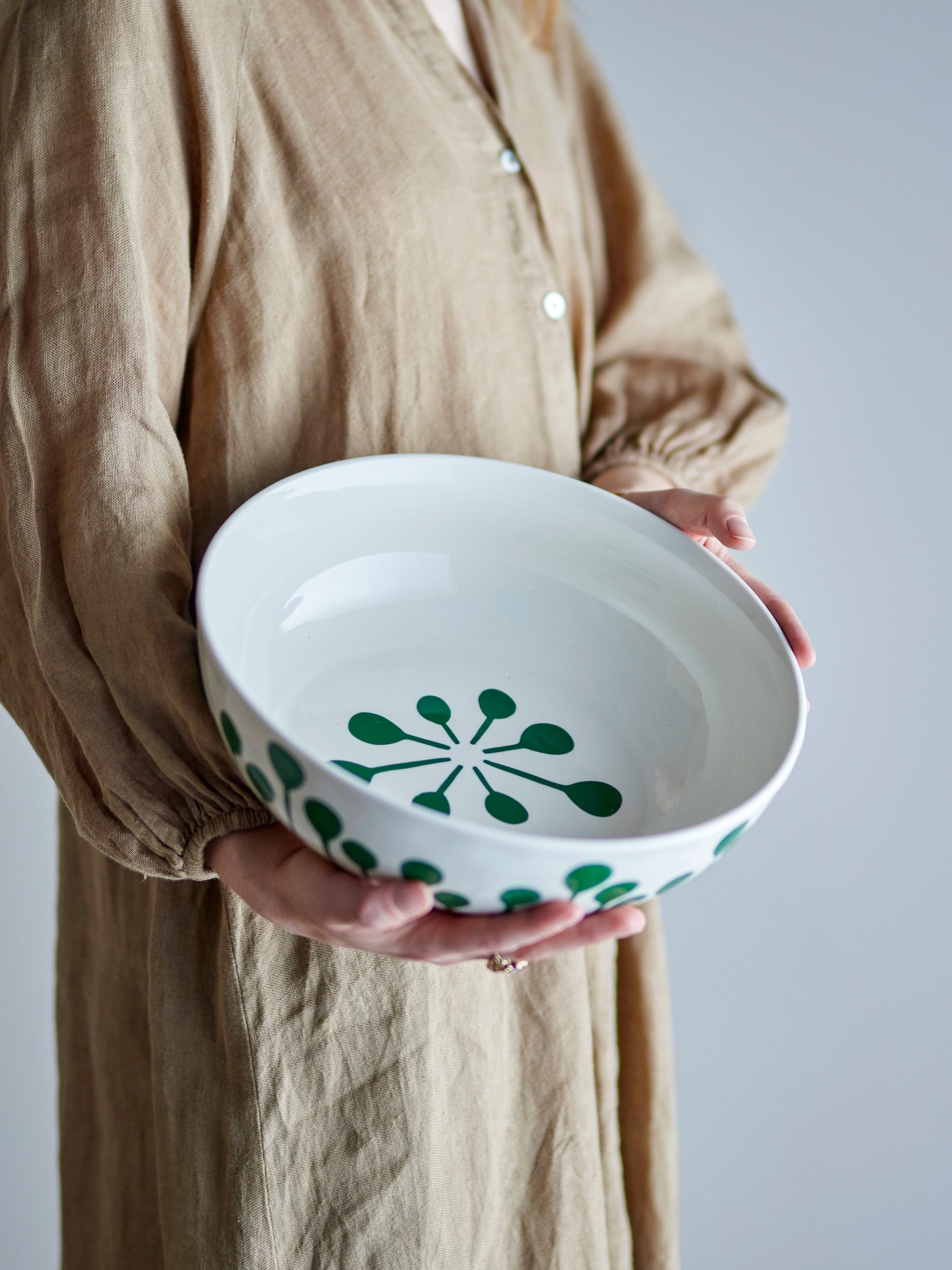 Linora Bowl, Green, Stoneware