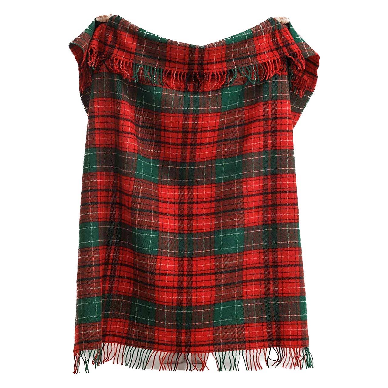 Wool Throw Blanket TARTAN NOEL - red, green