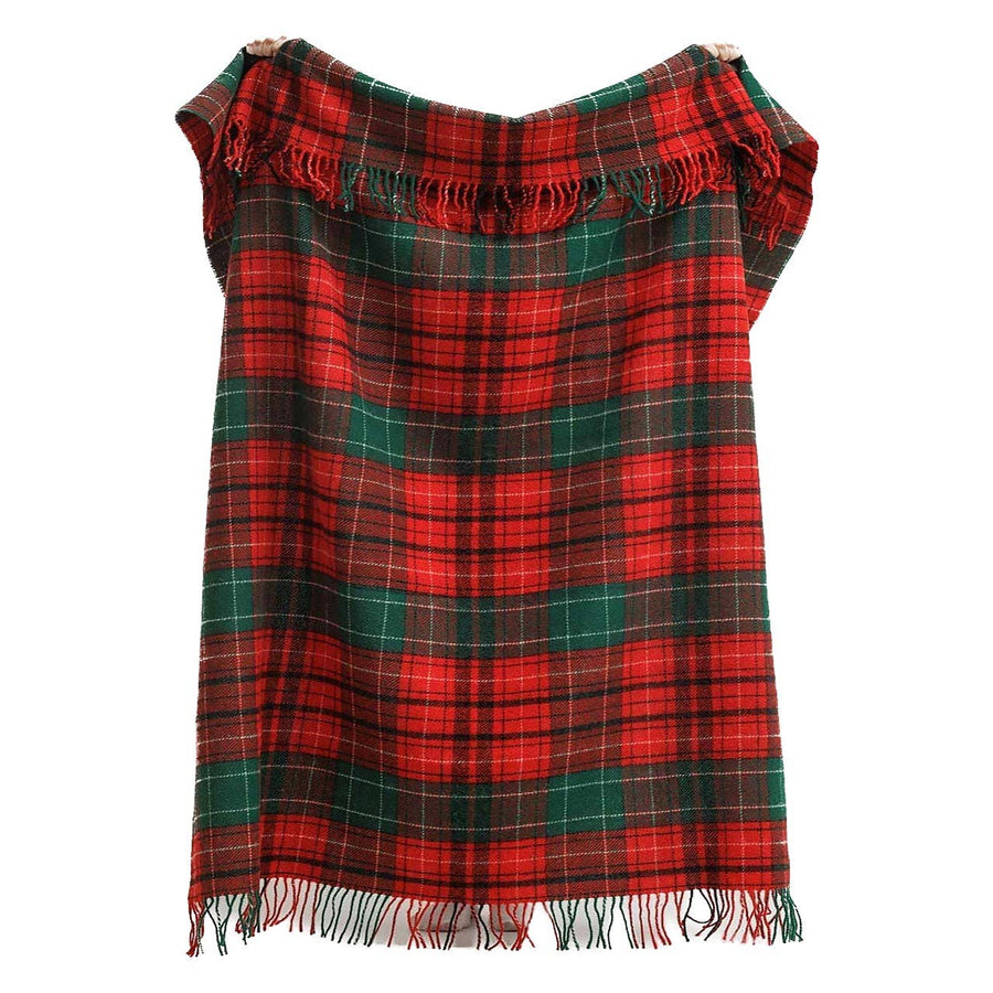 Wool Throw Blanket TARTAN NOEL - red, green