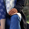 Ochre faux suede stitch detail gloves