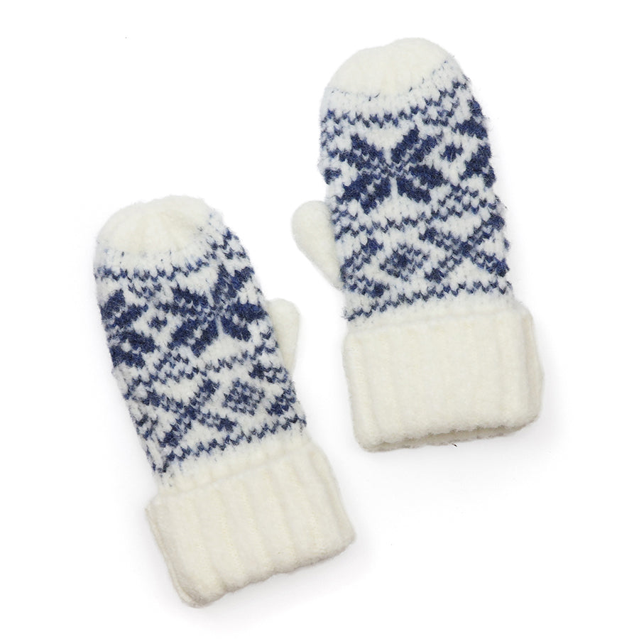 Erica Navy Scandi snowflake mittens