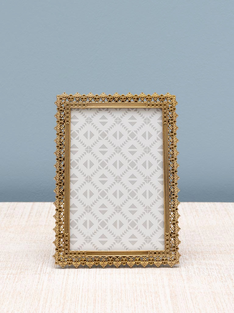 Golden flowery rectangular photo frame