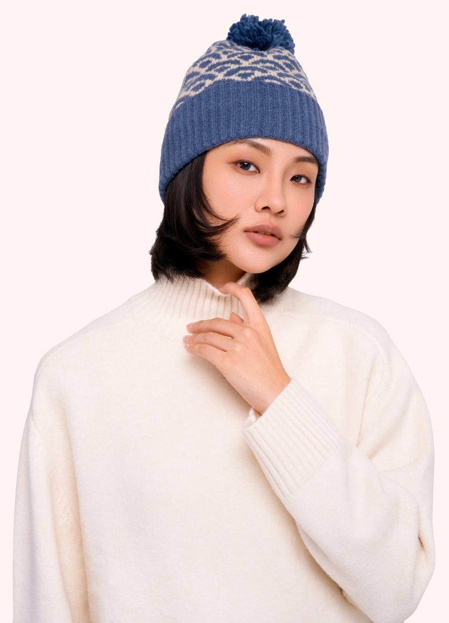 Agatha Pompom Hat, Denim Mix