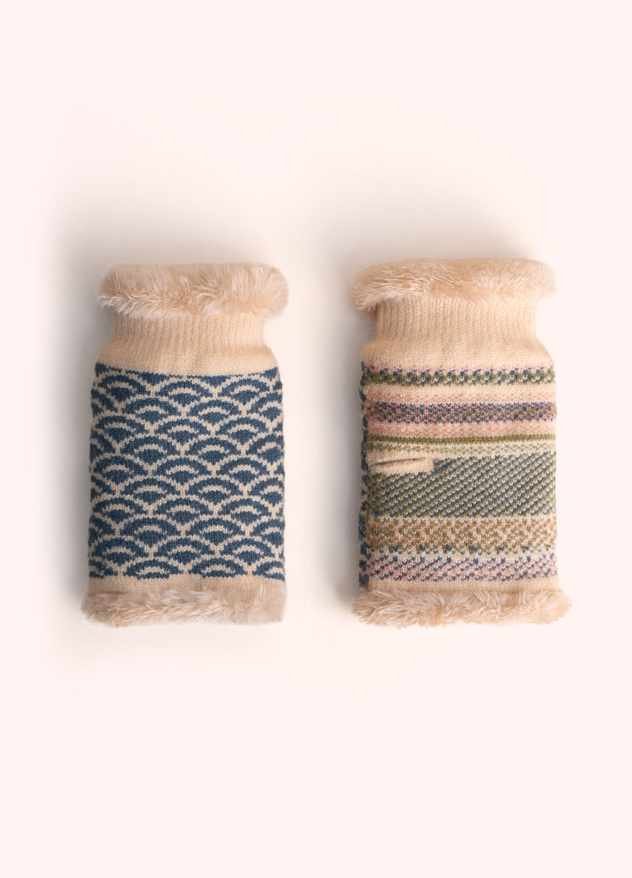 Agatha Wrist Warmers, Denim Mix