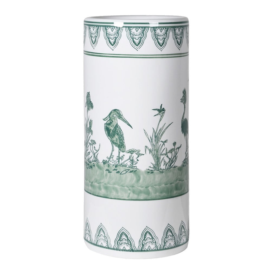 Umbrella Stand White and Sage Peacock