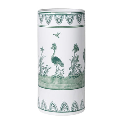 Umbrella Stand White and Sage Peacock