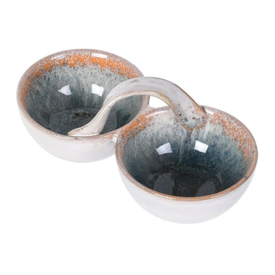 Blue Ombre Double Bowl with Handle