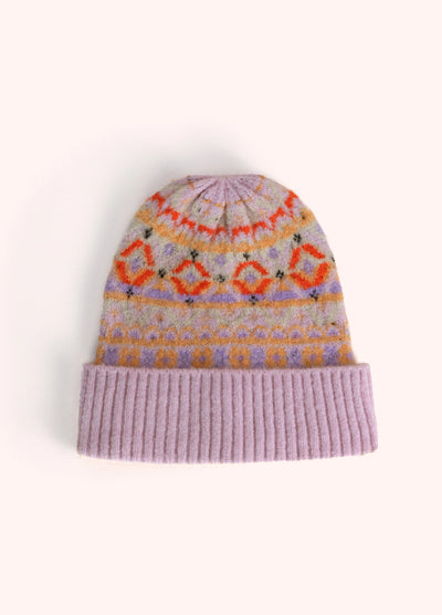 Fair Isle Beanie, Cream Mix