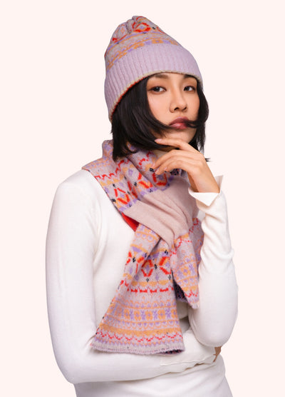 Fair Isle Scarf, Cream Mix