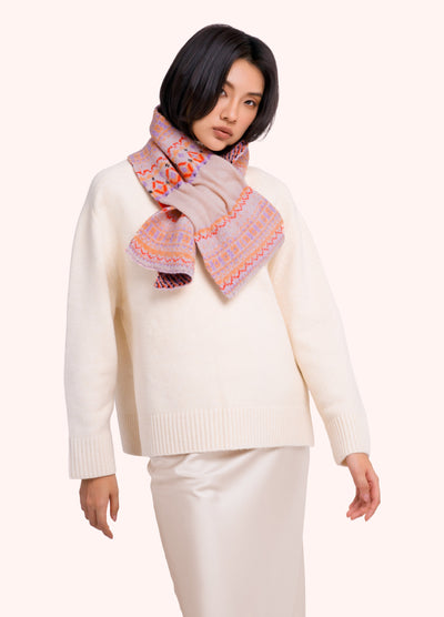 Fair Isle Scarf, Cream Mix