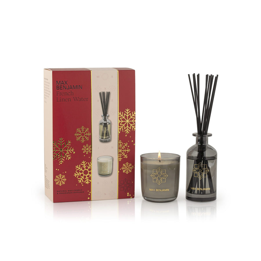 Max Benjamin French Linen Water Candle & Diffuser Gift Set