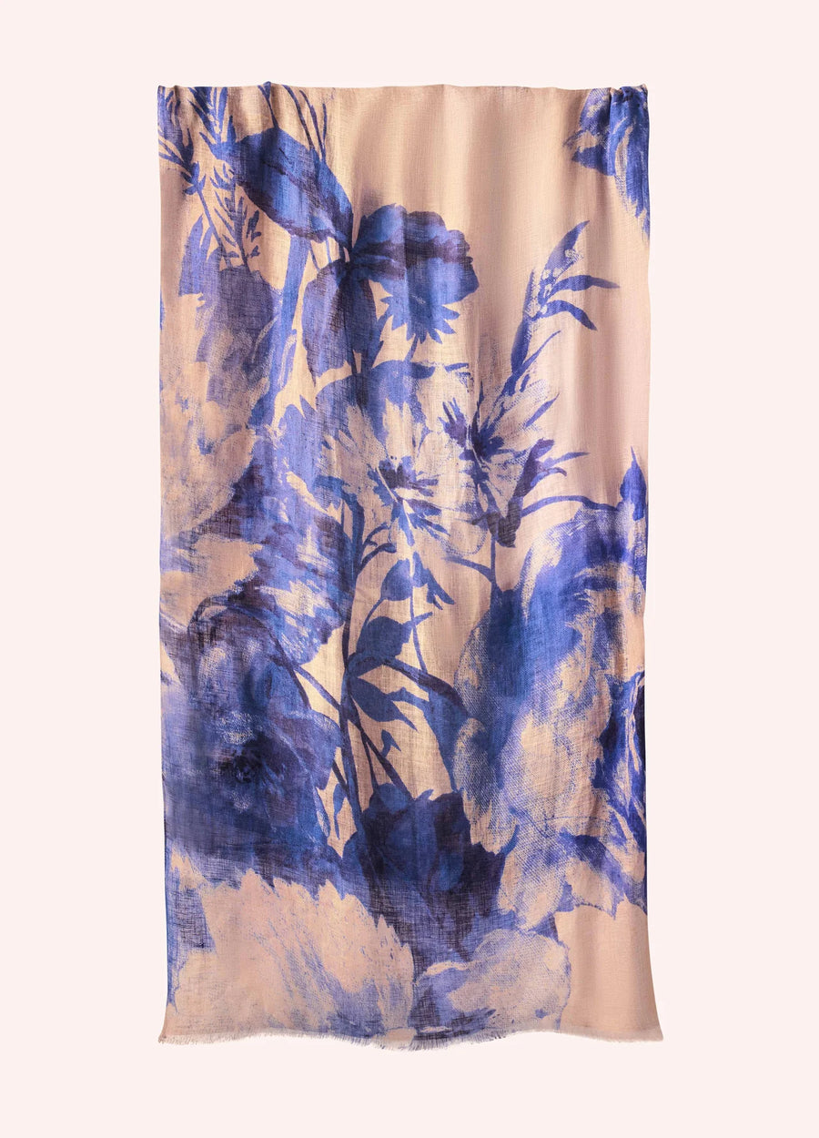 Linen/Cotton Scarf - China Blue Blooms