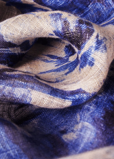 Linen/Cotton Scarf - China Blue Blooms