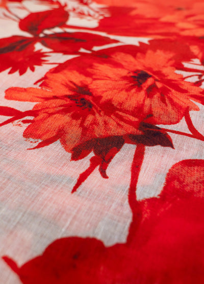 Rouge Blooms Linen/Cotton Mix Scarf