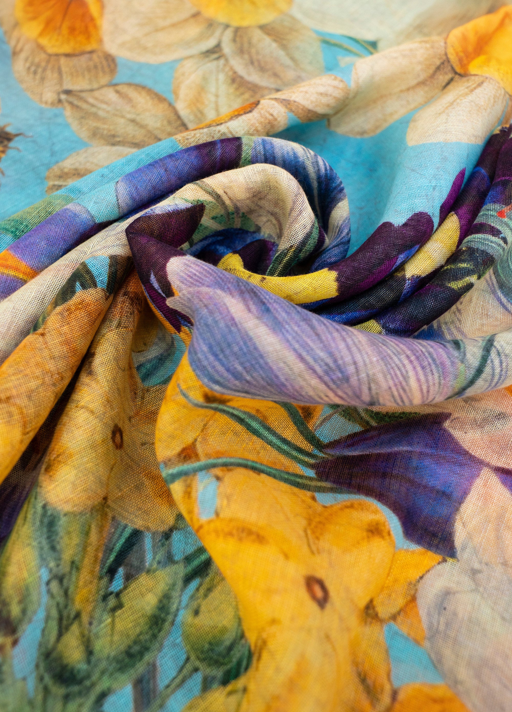 Spring Flora Linen/Cotton Mix Scarf