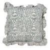Green Frill Edge Paisley Cotton Cushion
