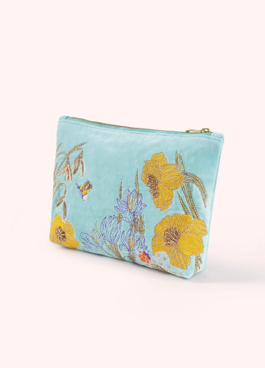Mid Sized Embroidered Zip Pouch-Wildfl  Meadow