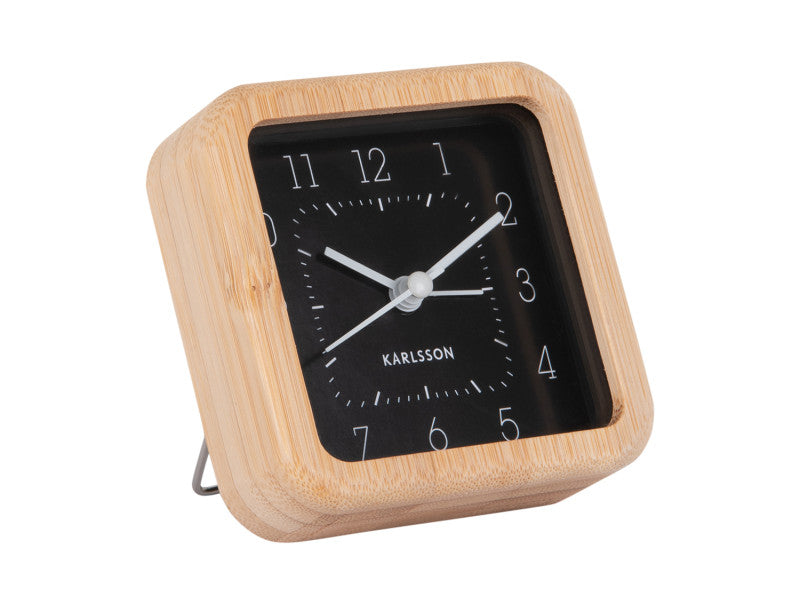 Neat Bamboo Alarm Clock – Square Black