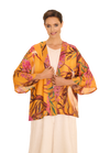 Kimono Jacket - Oriental Crane - Ochre