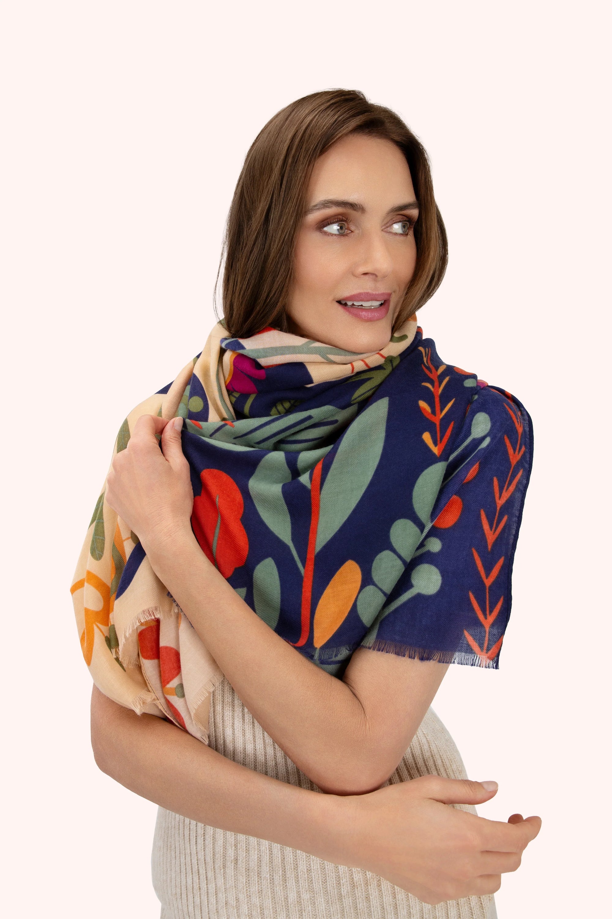Print Scarf - Scandi Two-Tone Floral