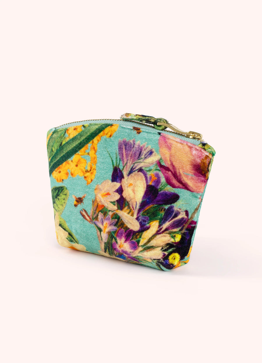 Printed Velvet Mini Pouch - Spring Flora