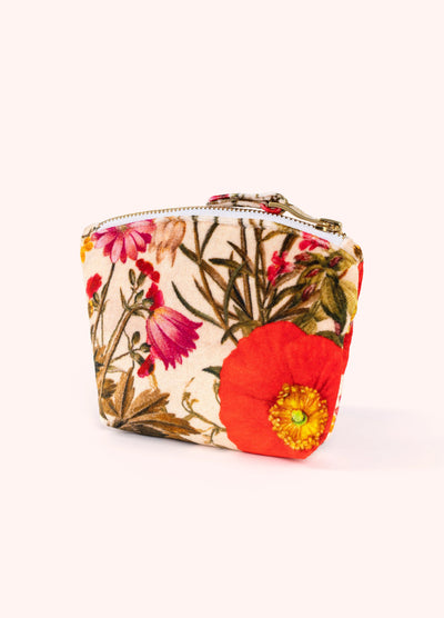 Printed Velvet Mini Pouch - Fine Flowers