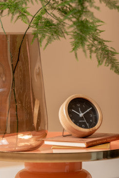 Neat Bamboo Alarm Clock – Round Black
