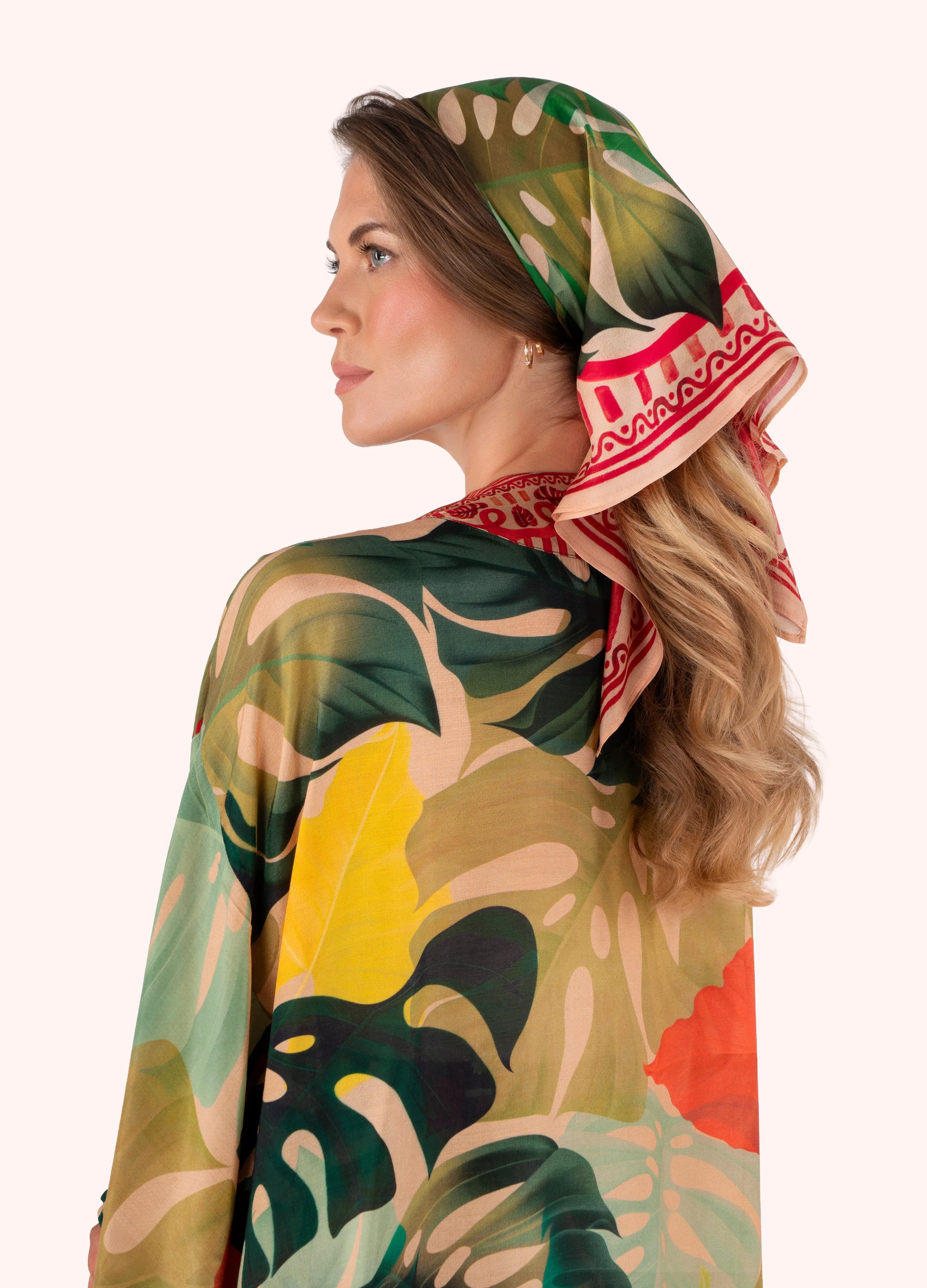 100% Silk Scarf - Exotic Leaves