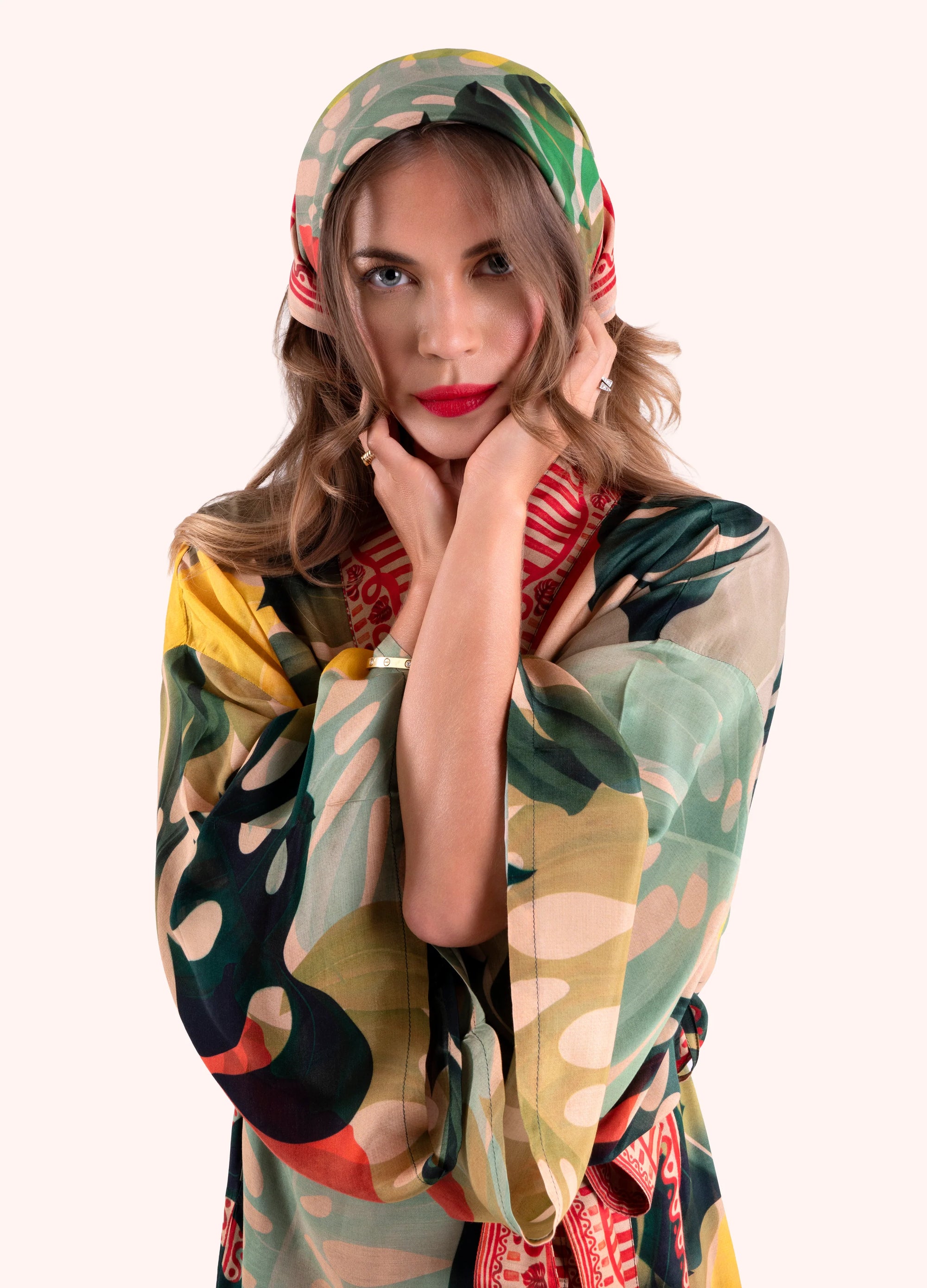 100% Silk Scarf - Exotic Leaves