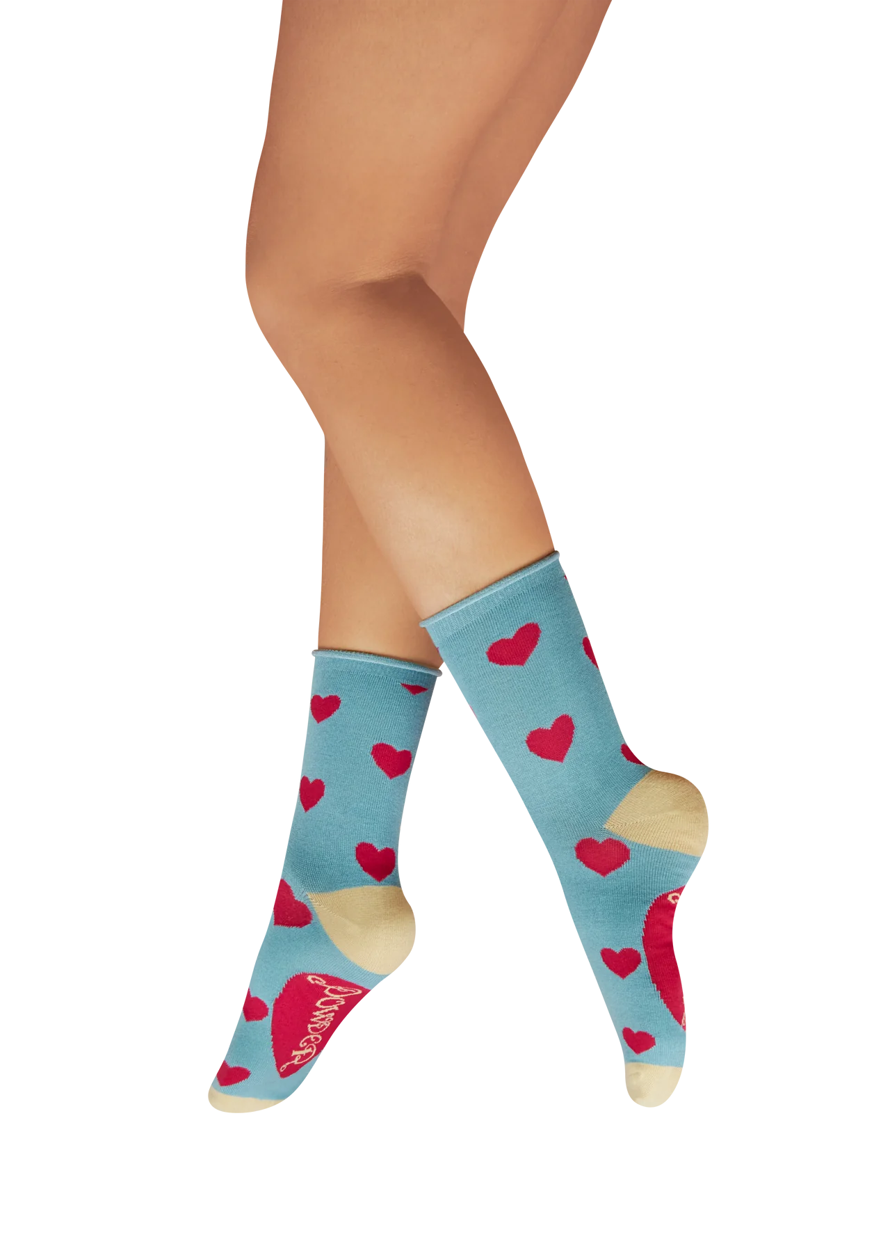 Ladies' Ankle Socks - Hearts - Denim