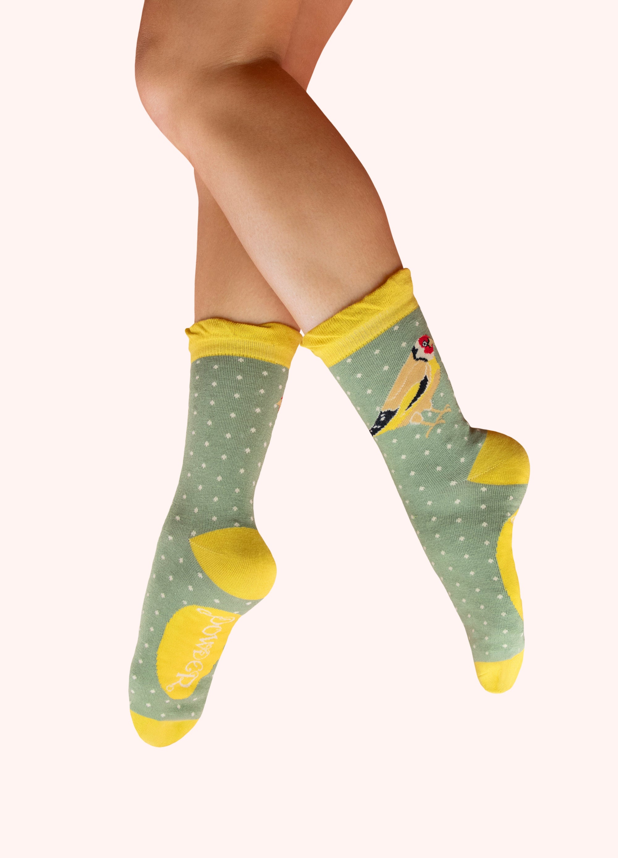 Ladies' Ankle Socks - Gold Finch in Sage
