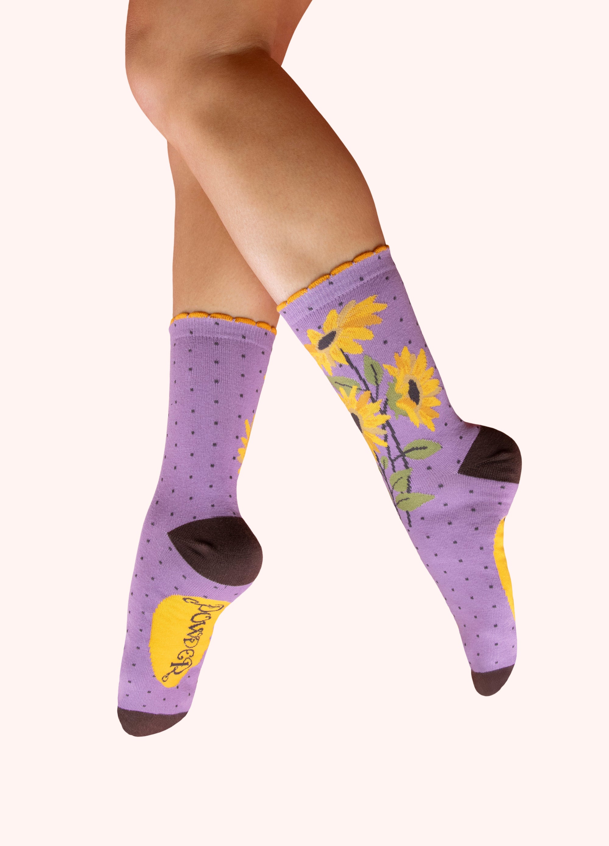 Ladies' Ankle Socks - Splendid Sunflowers in Lilac