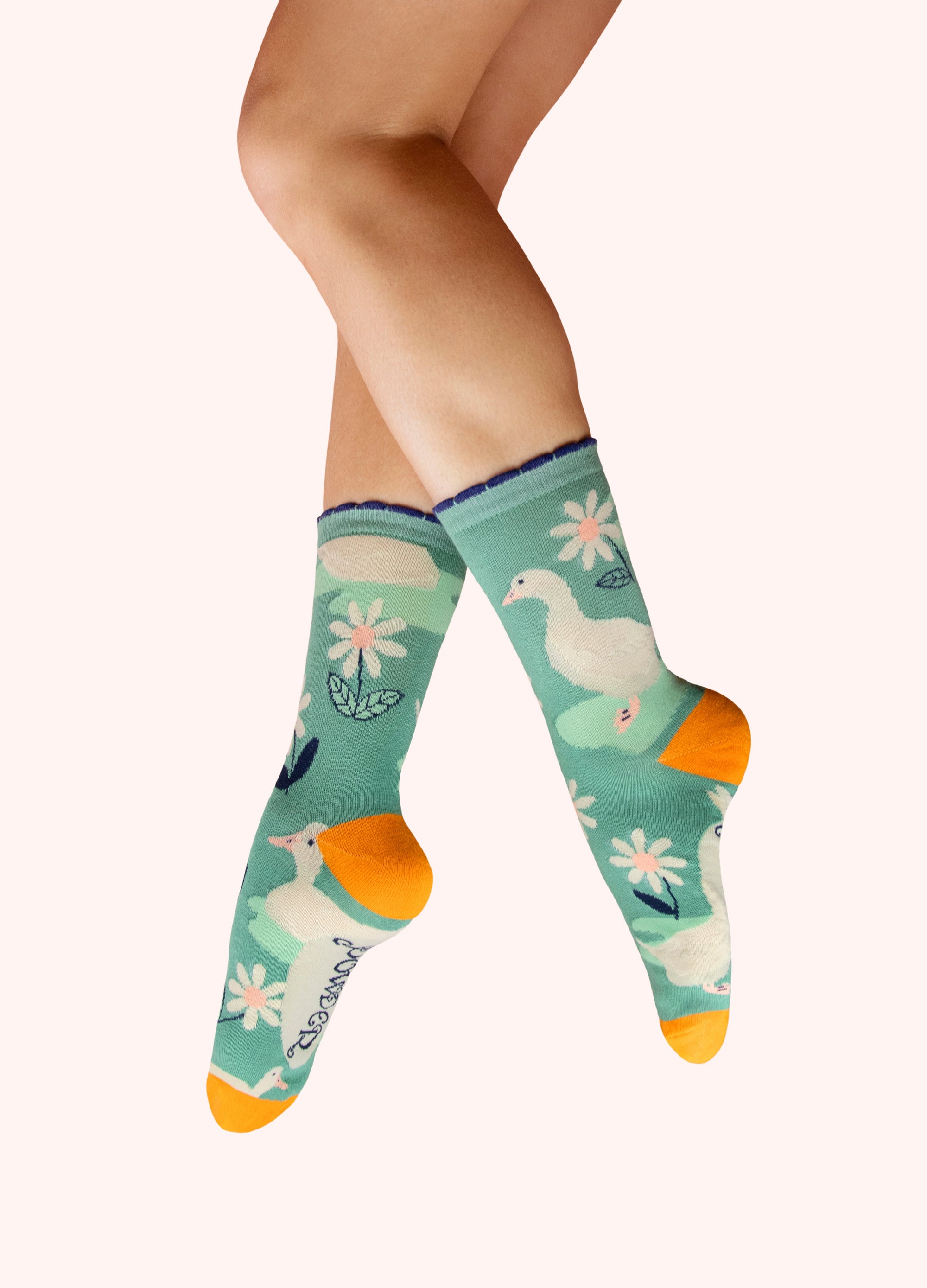 Ladies' Ankle Socks - Daisy Ducks in Jade