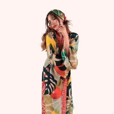100% Silk Scarf - Exotic Leaves