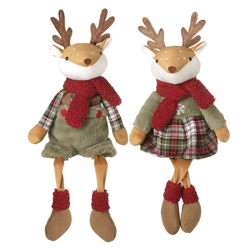 Sitting Boy & Girl Deer In Scarfs Mix