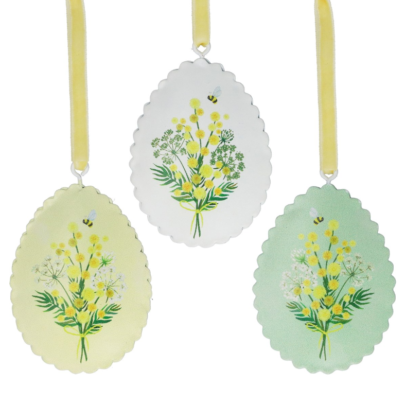 Tin Hanging Dec 7cm - Mimosa Egg