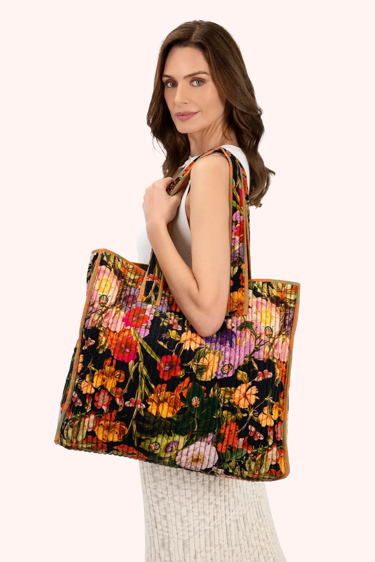 Powder Luxe Velvet Quilted Tote Bags