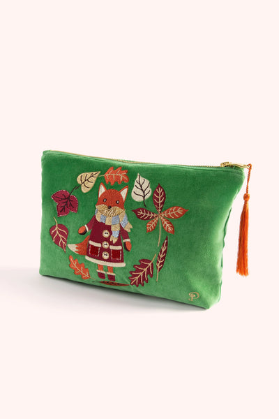 Velvet Zip Pouch - Cosy Fox