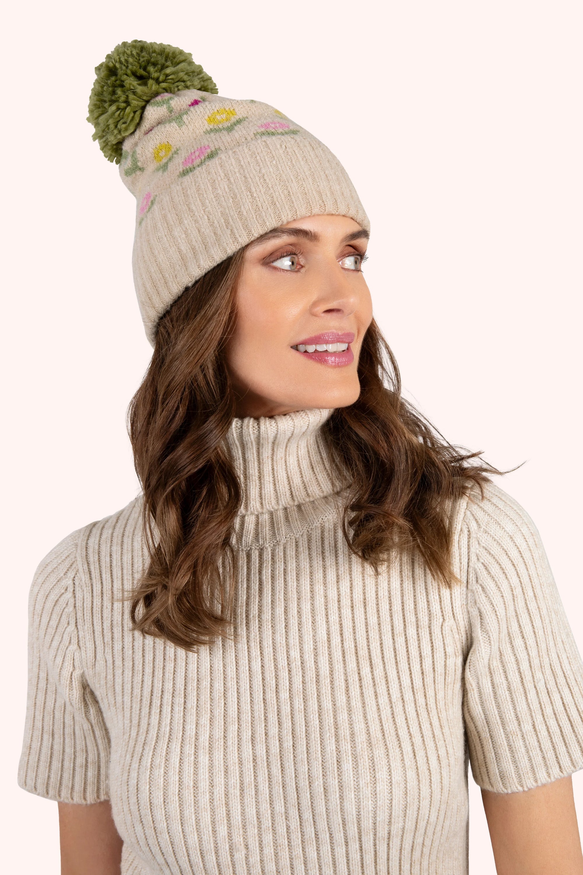 Powder Willow Ditsy Flower Pompom Hat