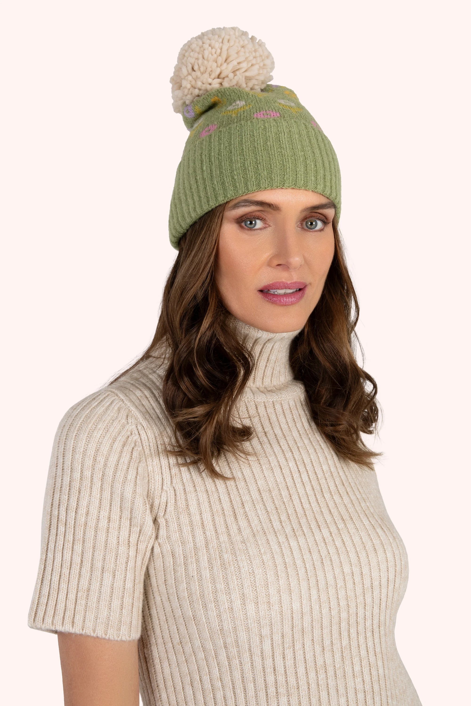 Powder Willow Ditsy Flower Pompom Hat